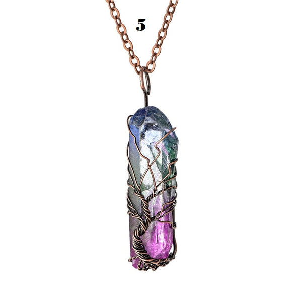 Rainbow Stone Tree of life Necklace